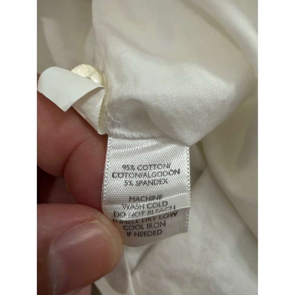 LOFT Shirt The Softened Shirt White Cotton Poplin Henley Tunic Women Small - Picture 5 of 6